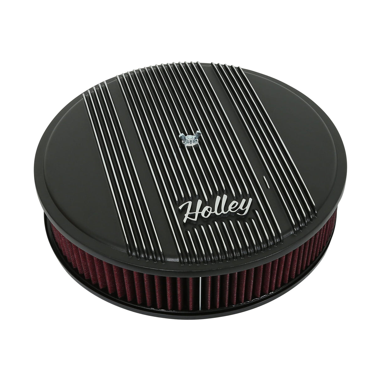Holley 120-153 Finned Vintage Style Air Cleaner - 14" Diameter x 3" Tall - Round