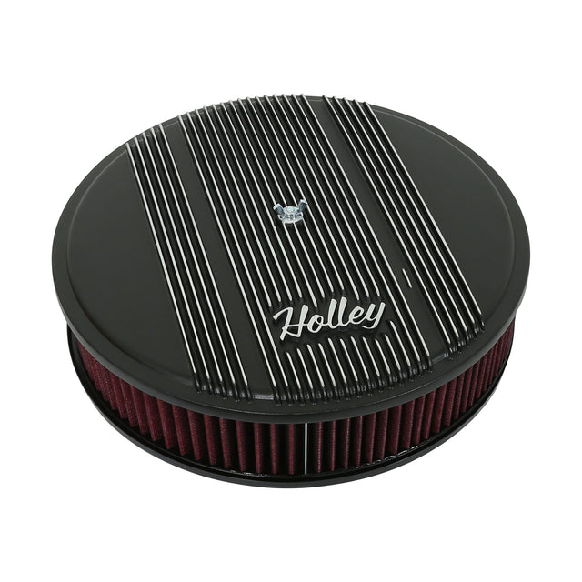 Holley 120-153 Finned Vintage Style Air Cleaner - 14" Diameter x 3" Tall - Round
