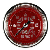 Classic Instruments V8 Red Steelie 2-1/8" Air Pressure Gauge - V8RS118SHC