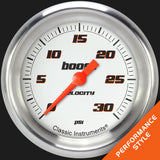 Classic Instruments Velocity White 2 5/8" Boost Gauge, 30 psi - VS342WAPF