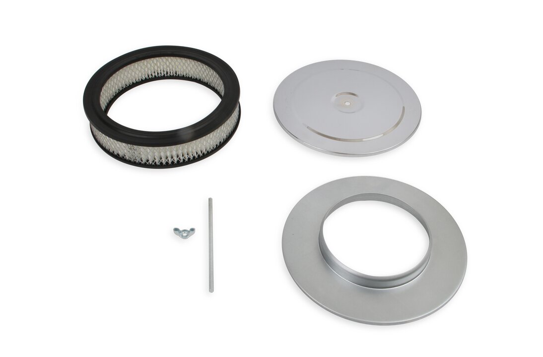 Mr Gasket Air Cleaner - 9 Inch Diameter x 2-3/4 Inch Tall - Chrome - 1487