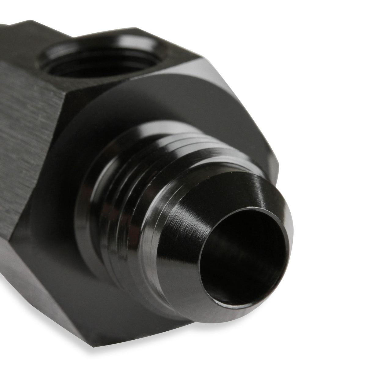 Mr Gasket - 6 AN Male-Female Fuel Pressure Gauge Adapter w/1/8'' NPT Port-Black - 400199-BL