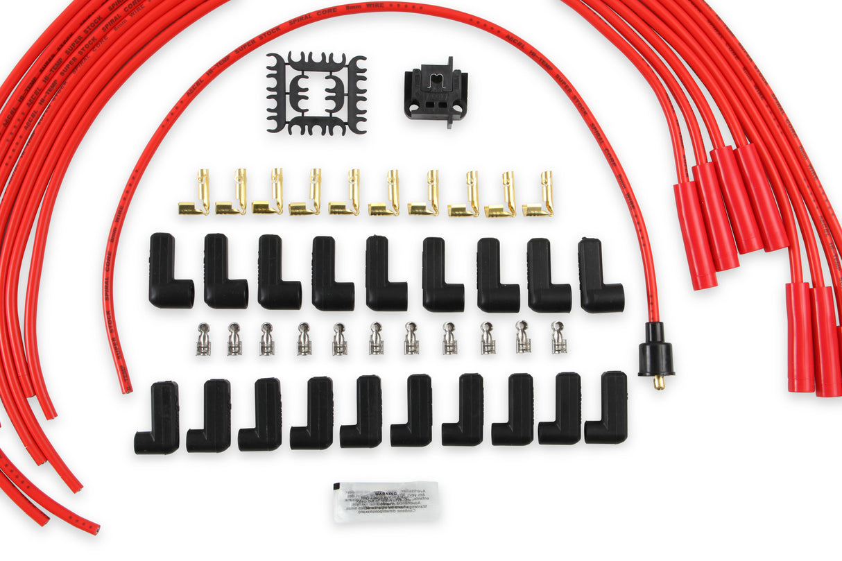 ACCEL Spark Plug Wire Set - 8mm - Universal - Red Wire with Red Straight Boots - 5040R