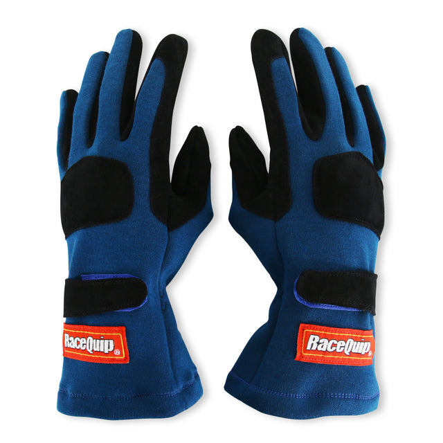 Racequip SFI 3.3/5 Blue / Black Short Gauntlet Nomex Race Gloves - X-Large - 355026RQP