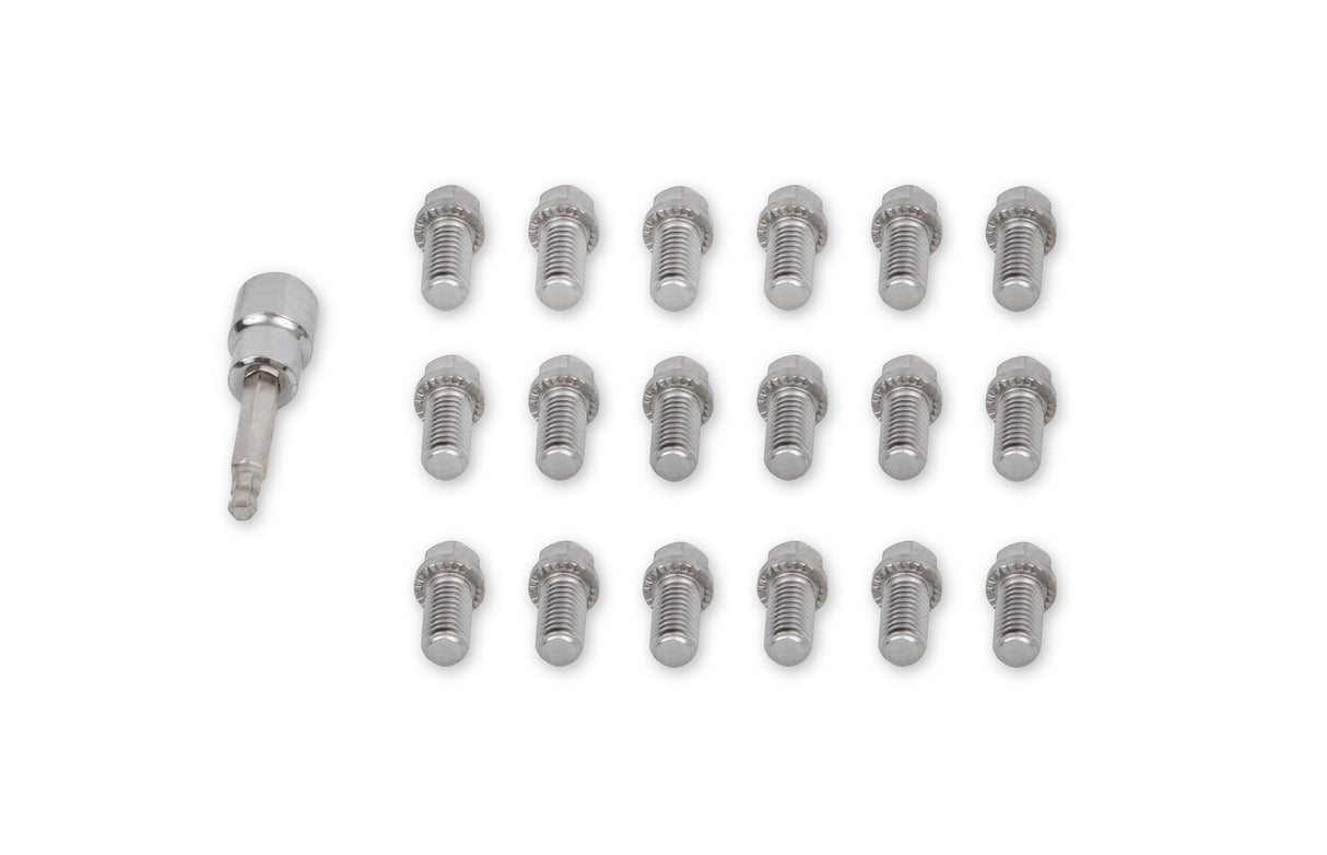 Mr Gasket Headlock Locking Header Bolts - 3/8-16 x 3/4 Inch - Set of 16 - 2231G