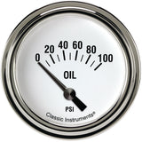 Classic Instruments White Hot 2 5/8" Oil Pressure Gauge - WH281SLF