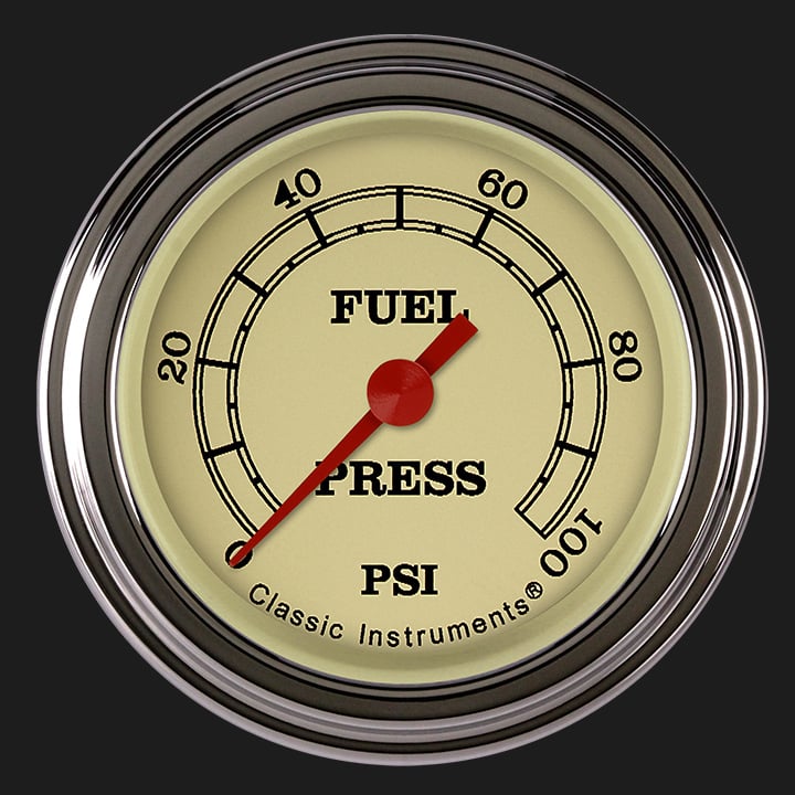 Classic Instruments Vintage 2 1/8" Fuel Pressure Gauge, 100 psi - VT146SLF