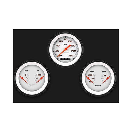 Classic Instruments Velocity White Three Gauge Set - VS04WBLF