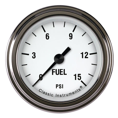 Classic Instruments White Hot 2 1/8" Fuel Pressure Gauge, 15 psi - WH145SLF