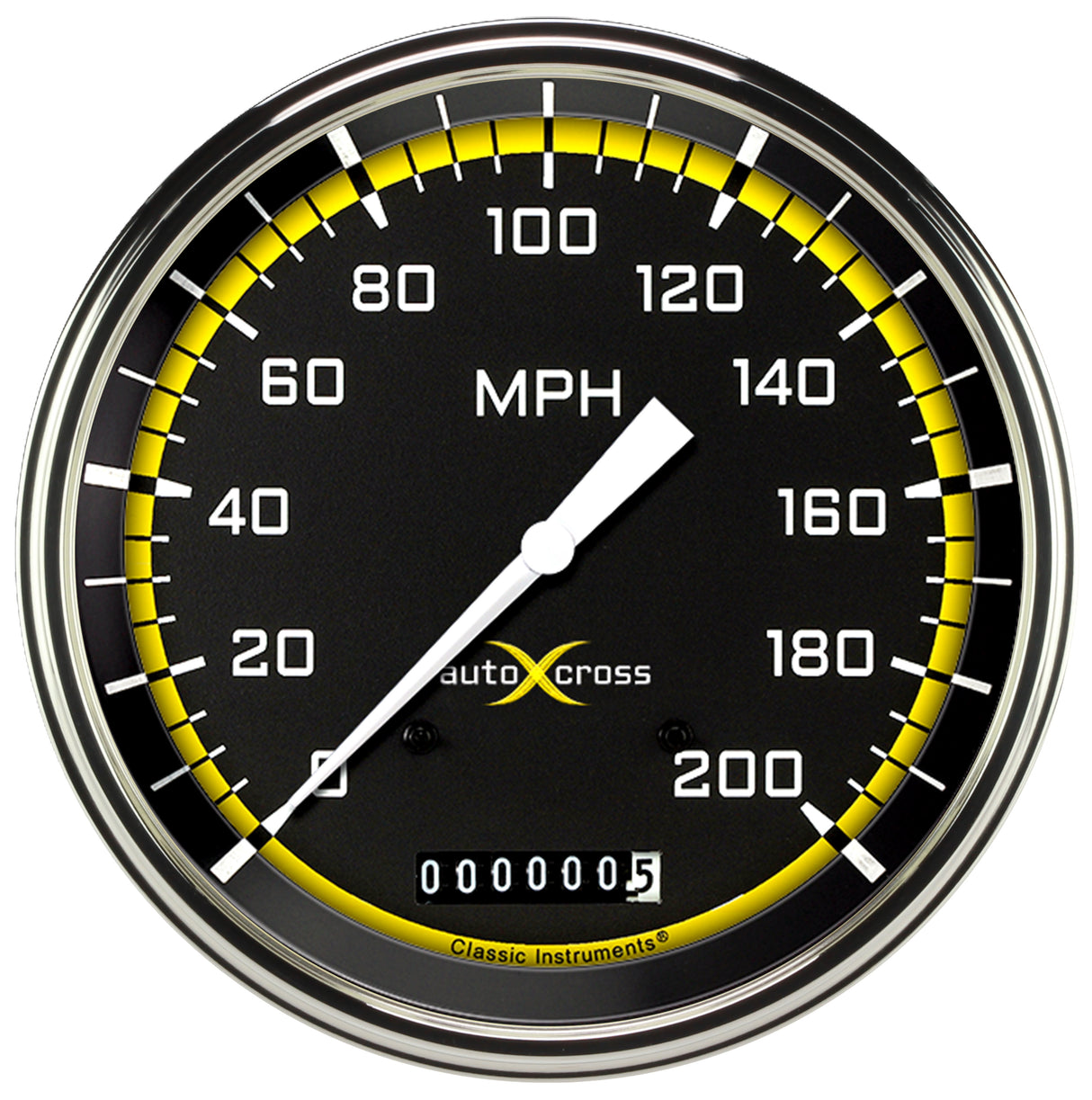 Classic Instruments AUTO CROSS YELLOW 5IN SPEEDO 200 MPH - AX56YSLF