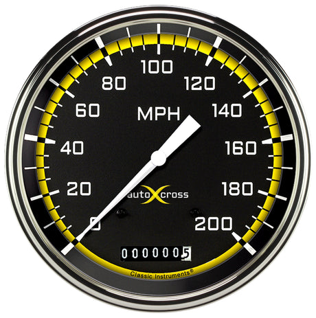 Classic Instruments AUTO CROSS YELLOW 5IN SPEEDO 200 MPH - AX56YSLF