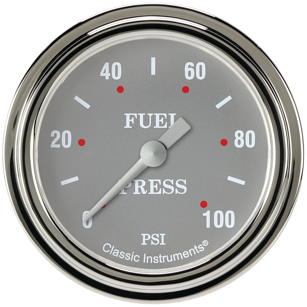 Classic Instruments Silver Gray 2-5/8" Fuel Pressure Gauge (100 PSI) - SG346SLF