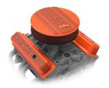 Holley 241-249 Vintage Finned Valve Cover - "" Script - SBC - Center Bolt - Factory Orange Machined