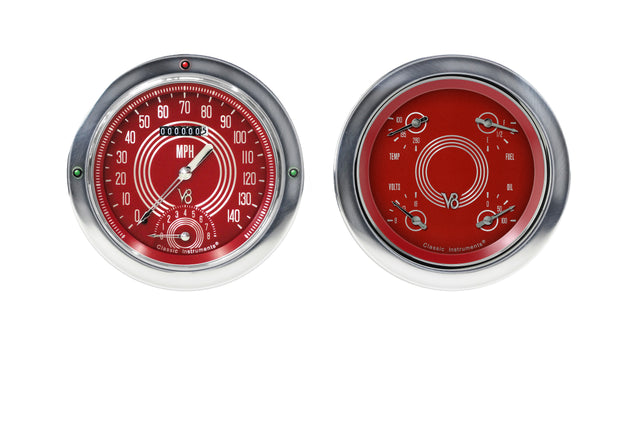Classic Instruments V8 Red Steelie 1954-55 Chevy Truck Package w/ Speedtachular - CT54V8RS62