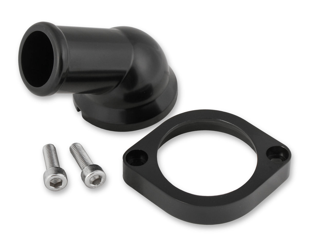Mr Gasket GM LS Water Neck - Swivel - 30 Degree Angle - Black - 2670BK