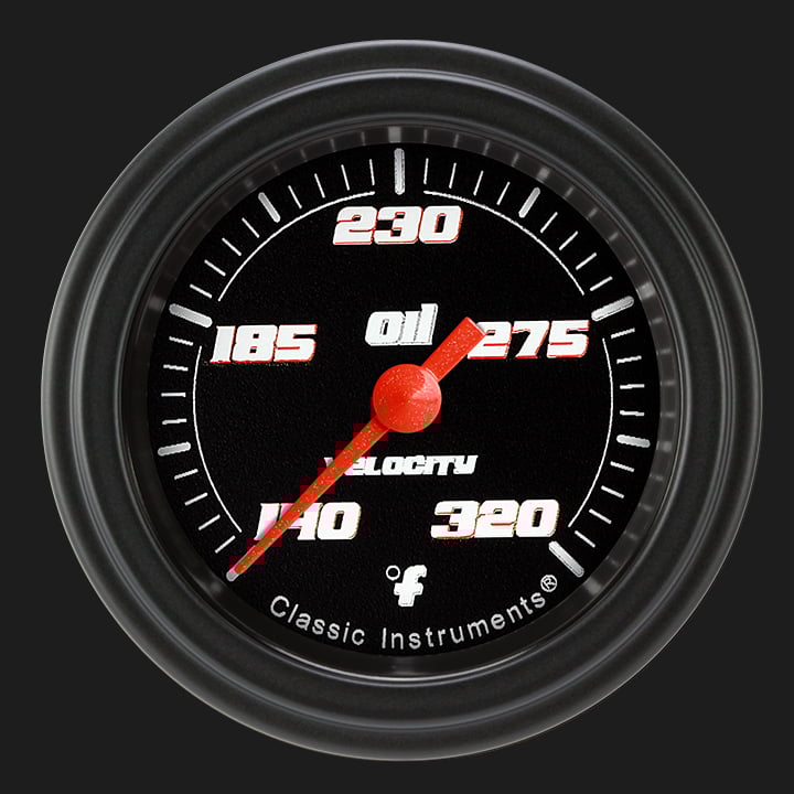 Classic Instruments Velocity Black 2 1/8" Oil Temperature Gauge - VS128BBLF
