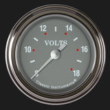 Classic Instruments Silver Gray 2 1/8" Voltage Gauge - SG130SLF
