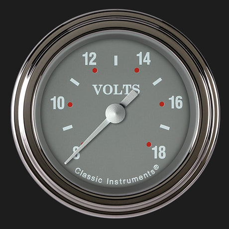Classic Instruments Silver Gray 2 1/8" Voltage Gauge - SG130SLF