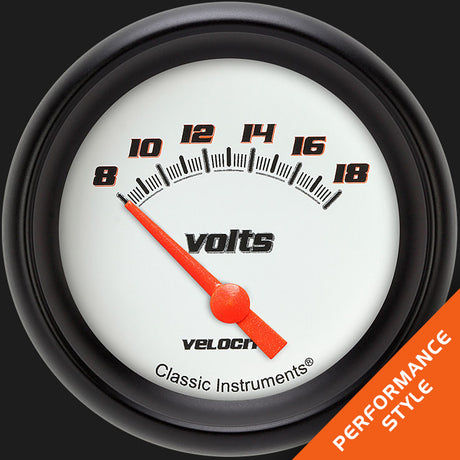 Classic Instruments Velocity White 2 5/8" Volt Gauge - VS230WBPF