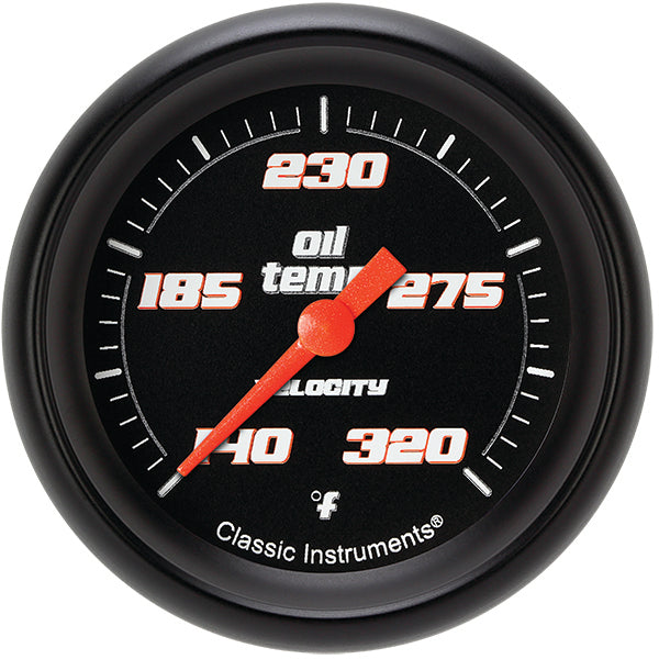 Classic Instruments Velocity Black 2-5/8" Oil Temperature Gauge - VS328BBPF