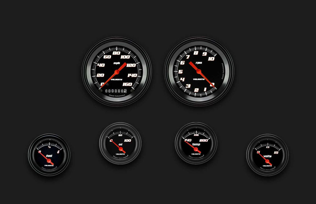 Classic Instruments Velocity Black Six Gauge Set 01 - VS01BBLF