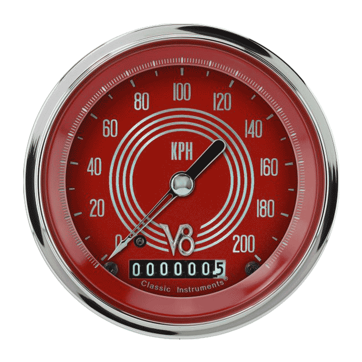 Classic Instruments V8 RD STEELIE 3IN SPEEDO 200 KPH - V8RS59SLC