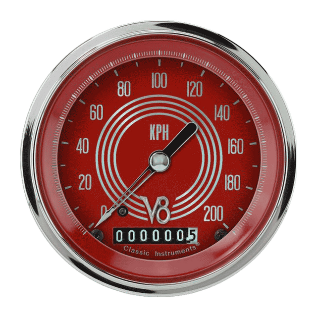 Classic Instruments V8 RD STEELIE 3IN SPEEDO 200 KPH - V8RS59SLC