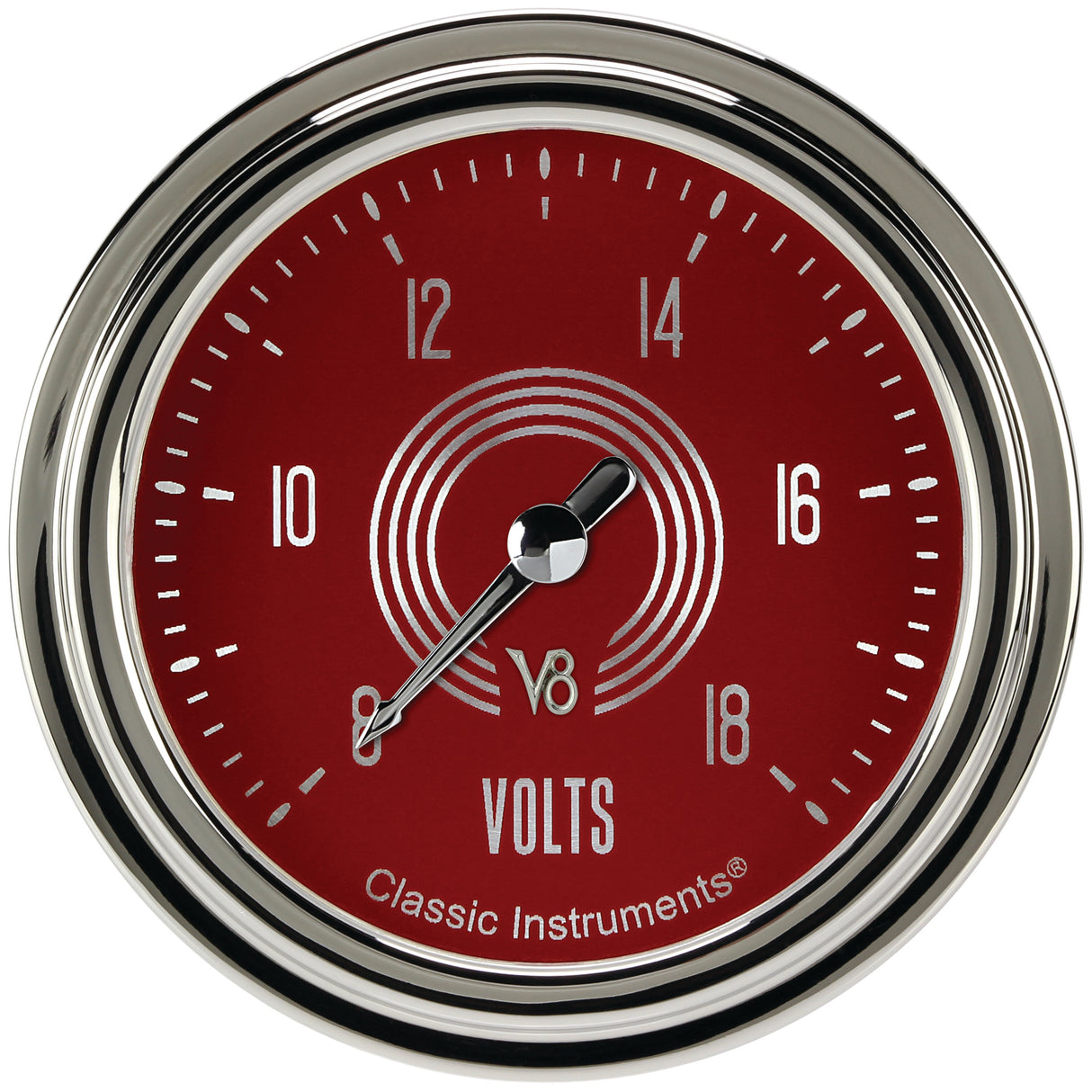 Classic Instruments V8 Red Steelie 2-5/8" Volt Gauge - V8RS330SLC