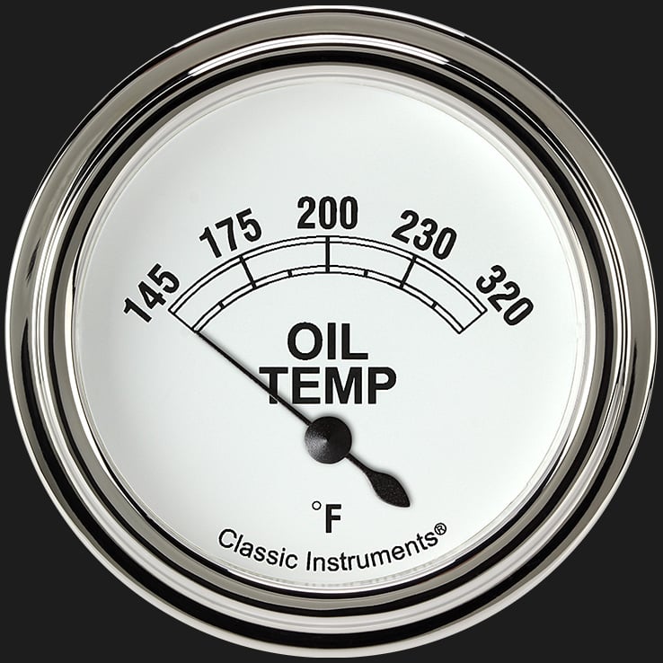 Classic Instruments Classic White 2 5/8" Oil Temperature Gauge - CW228SLF