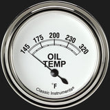 Classic Instruments Classic White 2 5/8" Oil Temperature Gauge - CW228SLF