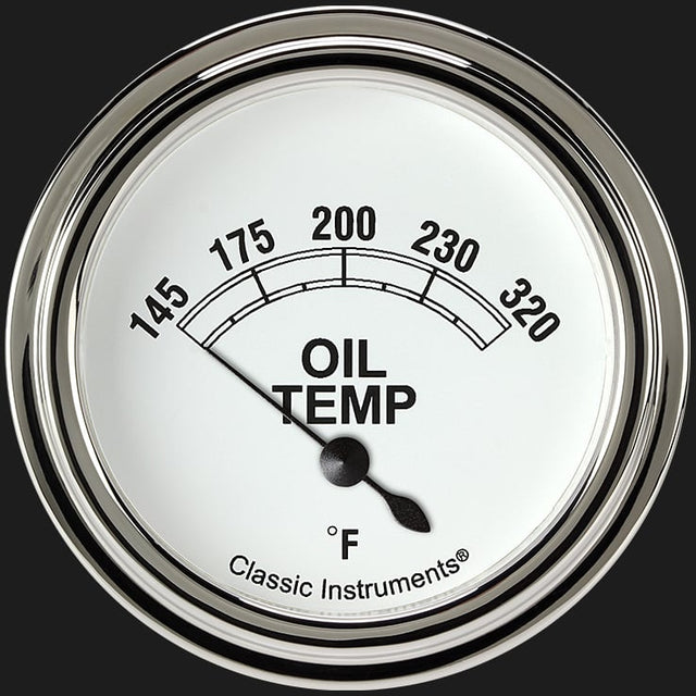 Classic Instruments Classic White 2 5/8" Oil Temperature Gauge - CW228SLF