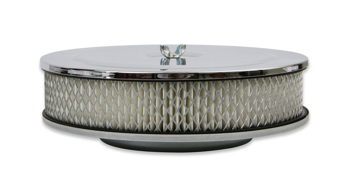 Mr Gasket Air Cleaner - 9 Inch Diameter x 2-3/4 Inch Tall - Chrome - 1487