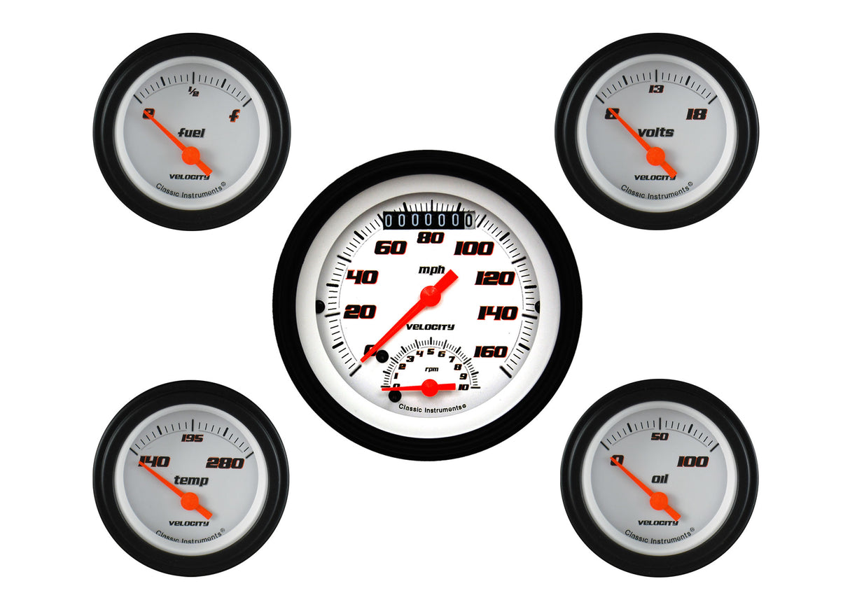 Classic Instruments Velocity White Five Gauge Set - VS35WBLF