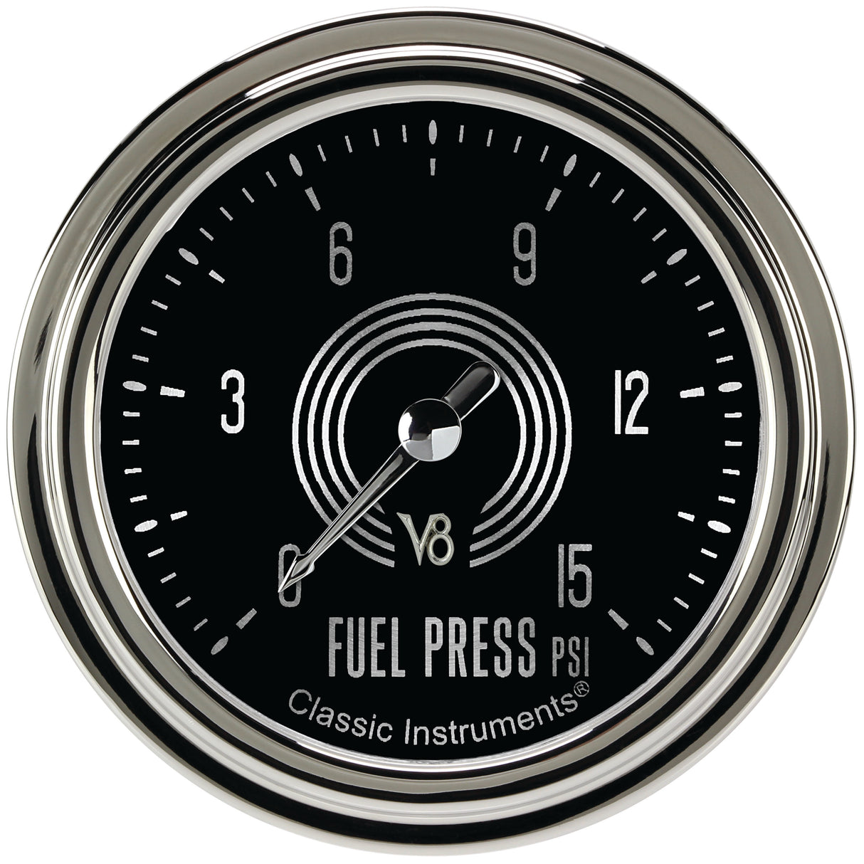 Classic Instruments V8 Speedster 2-5/8" Fuel Pressure Gauge (15 PSI) - V8SR345SLC