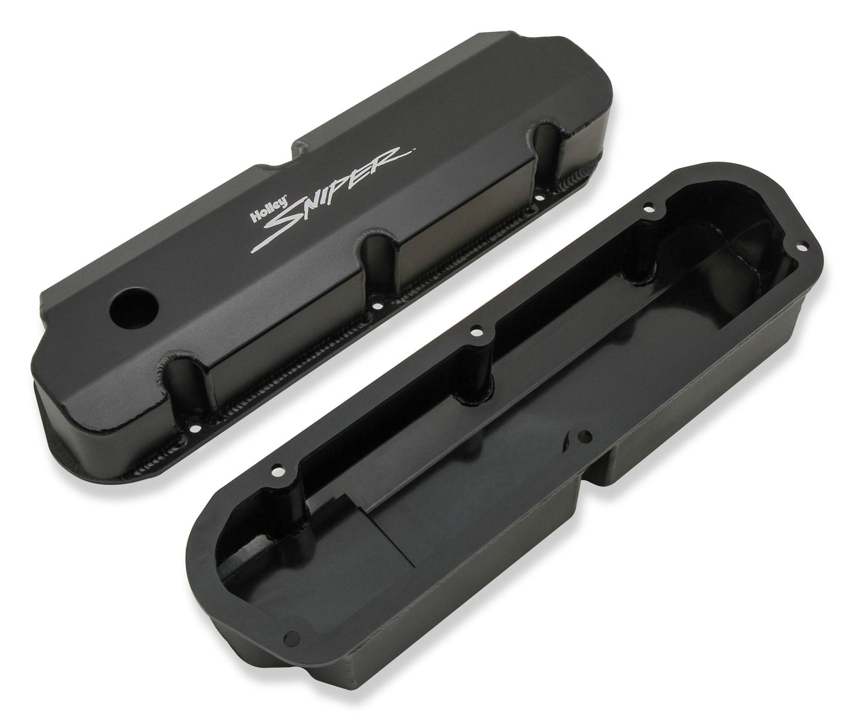 Holley 890011B Sniper Valve Cover - Fabricated Aluminum - Ford Small Block - Tall - Black
