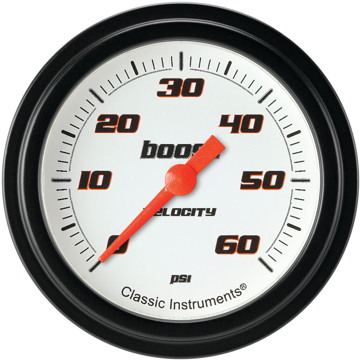 Classic Instruments Velocity White 2-5/8" Boost Gauge (60 PSI) - VS343WBLF