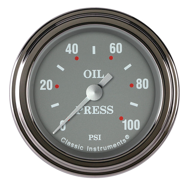 Classic Instruments Silver Gray 2-1/8" Oil Pressure Gauge - SG181SLF