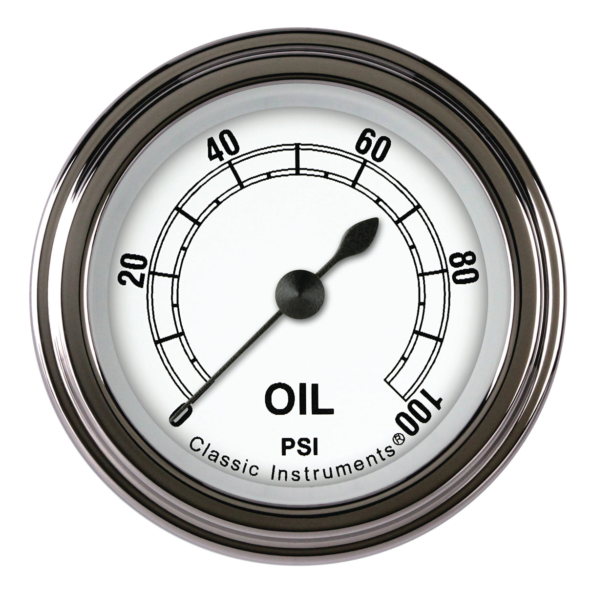 Classic Instruments Classic White 2-1/8" Oil Pressure Gauge - CW181SLF