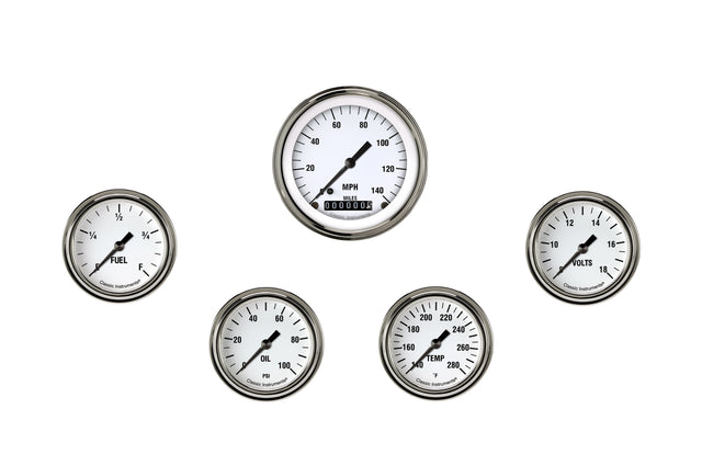 Classic Instruments White Hot Five Gauge Set 300 - WH300SLF