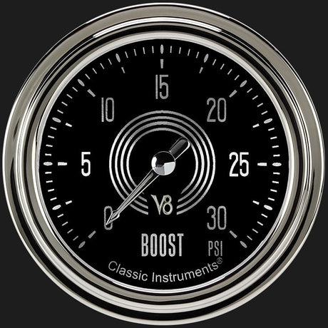 Classic Instruments V8 Speedster 2 5/8" Boost Gauge, 30 psi - V8SR342SLC