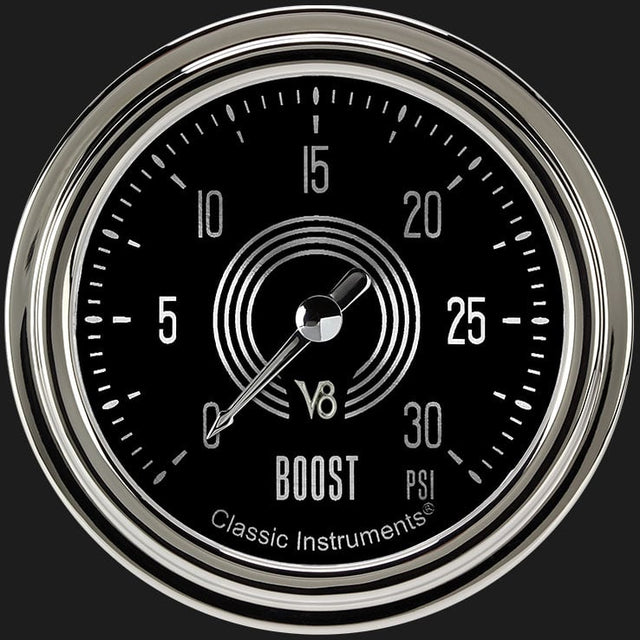 Classic Instruments V8 Speedster 2 5/8" Boost Gauge, 30 psi - V8SR342SLC