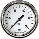 Classic Instruments White Hot 2 5/8" Oil Pressure Gauge - WH381SLF