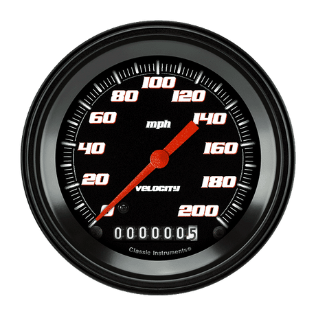 Classic Instruments Velocity Black 3 3/8" Speedometer - VS57BBLF