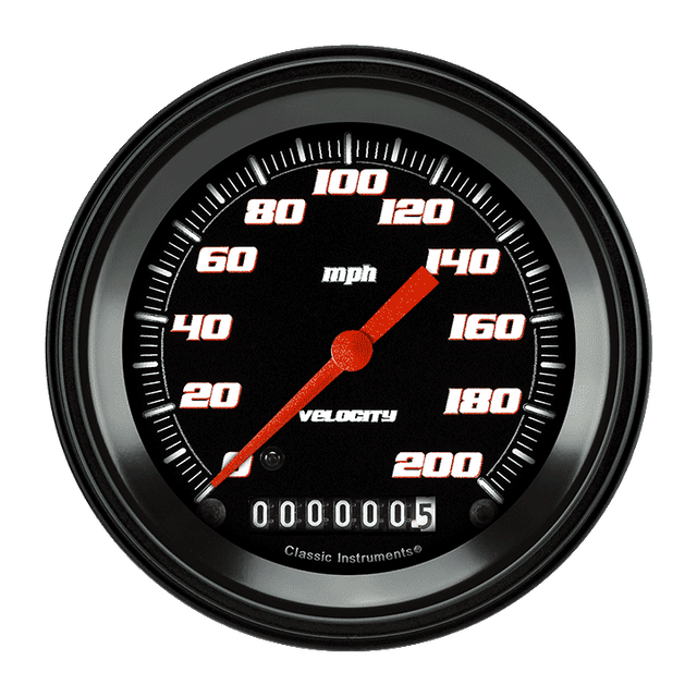 Classic Instruments Velocity Black 3 3/8" Speedometer - VS57BBLF