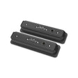 Holley 241-247 Vintage Finned Valve Cover - "" Script - SBC - Center Bolt - Satin Black Machined