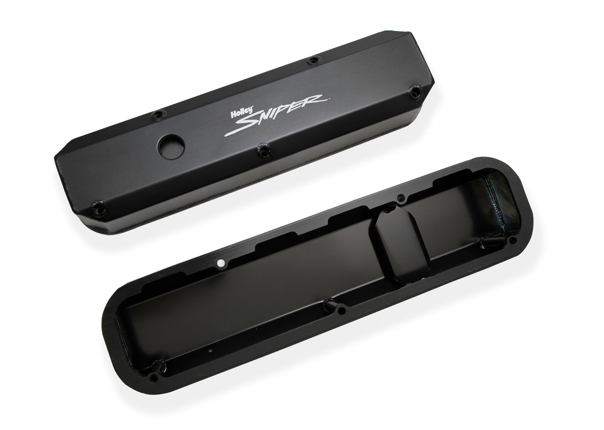 Holley 890003B Sniper Valve Cover - Fabricated Aluminum - Chrysler Small Block - Black Finish