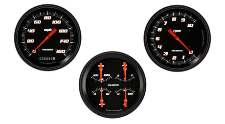 Classic Instruments Velocity Black Series Three Gauge Set - VS53BBLF