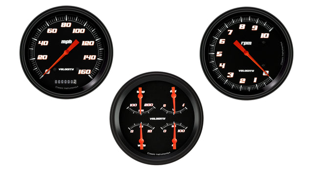 Classic Instruments Velocity Black Series Three Gauge Set - VS53BBLF