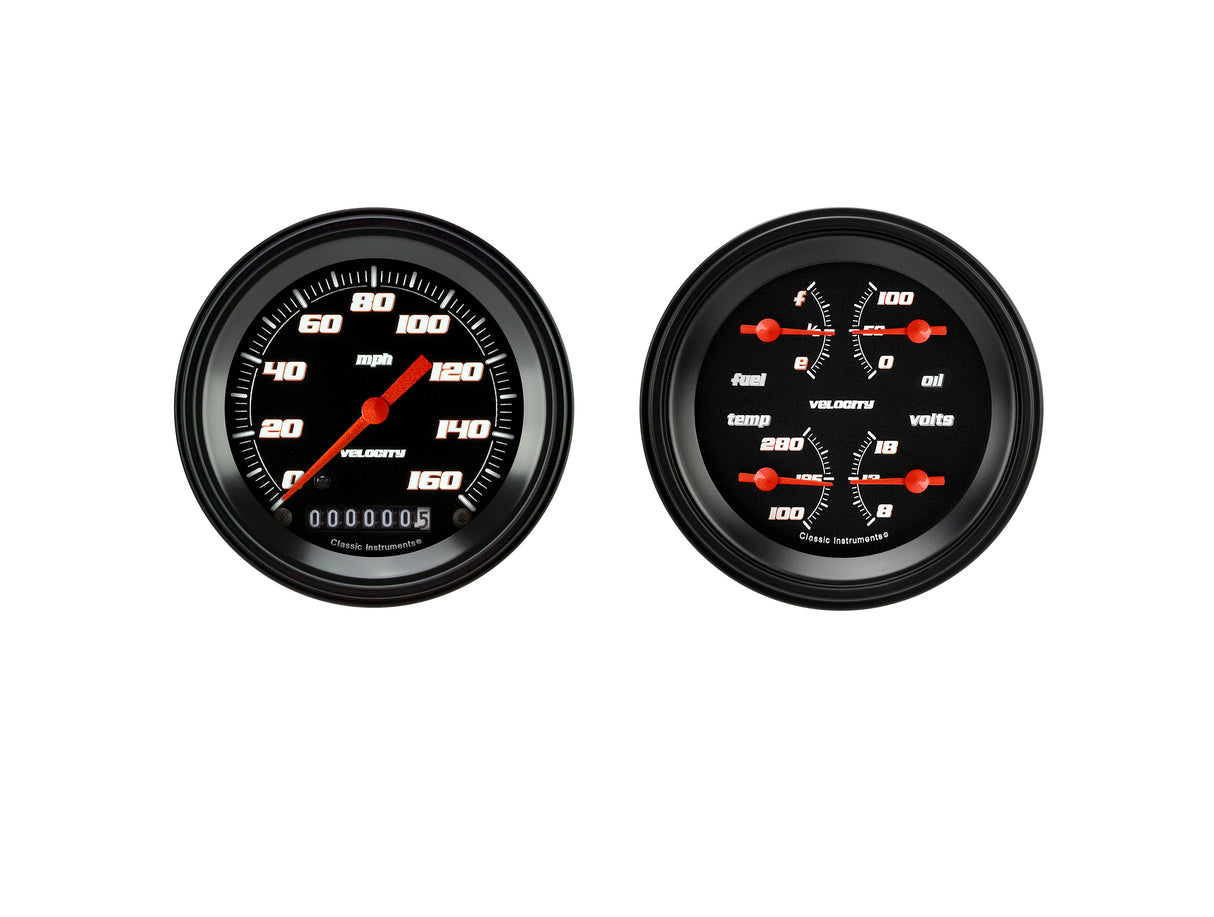 Classic Instruments Velocity Black Series Two Gauge Set - VS02BBLF