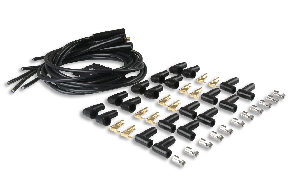 ACCEL Spark Plug Wire Set- 8mm - Black Wire with Black Straight Boots - 4040K